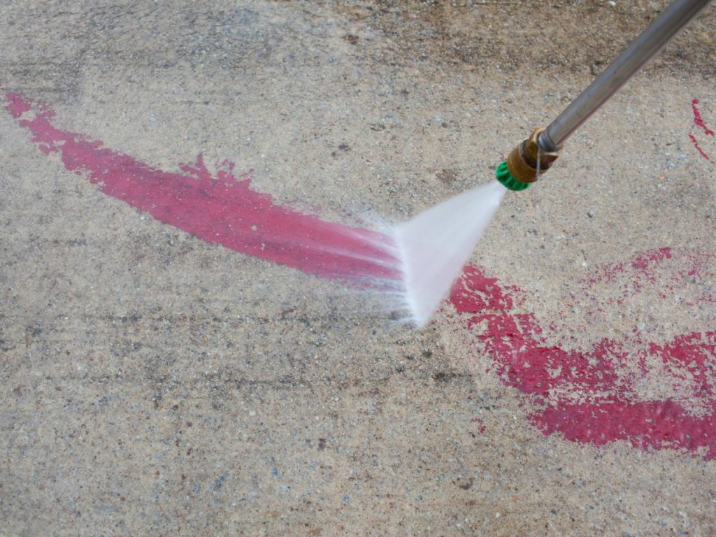 Using Pressure Washer for Cleaning Paint from Concrete